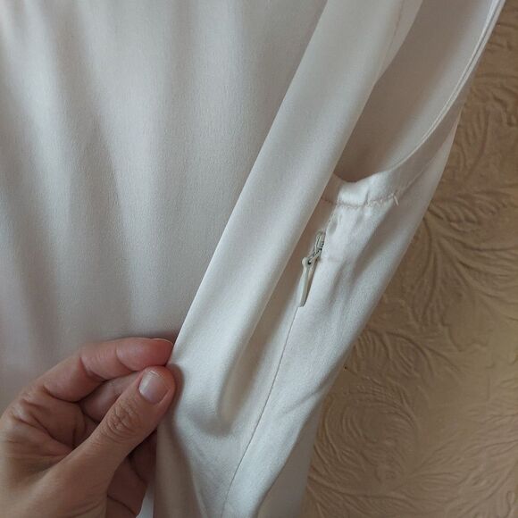 OGL Ivory Satin Midi Dress NEW Sz Small - Picture 4 of 10